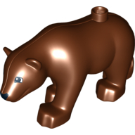 Lego Duplo Animal Bear Adult New Style, Squared Eyes Print / Reddish Brown