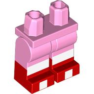 Lego Hips with Bright Pink Legs and Red Boots Pattern, White Knees and Toes Print / Bright Pink