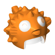 Lego Helmet Puffer Fish with Spikes and Fins, Trans Clear Visor, White Eyes pattern / Orange