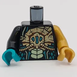Torso, Odd Arms and Hands, Armor, Gold Breathing Apparatus, White Scales Print, Left Pearl Gold Arm and Hand, Right Black Arm and Dark Turquoise Hand / Black
