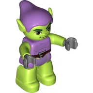 Duplo Figure Green Goblin, Medium Lavender Hat and Tunic Print