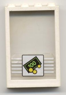 Lego Window 1 x 4 x 5 with Trans-Clear Glass with Bills & Coins Pattern (Sticker) - Set 1490