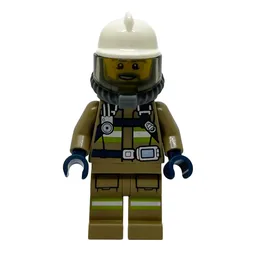 Firefighter, Dark Tan Firesuit, White Helmet, Blue Airtanks