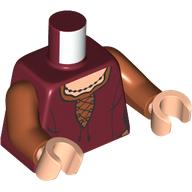 Lego Torso, Tunic, Dark Orange Shirt, Black Necklace print, Dark Orange Arms, Light Nougat Hands / Dark Red