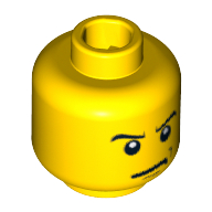Lego Minifig Head, Eyebrows and Scowl, White Pupils Print / Yellow
