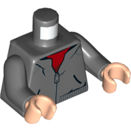 Lego Torso Hoodie, Zipper, Red Shirt Print, Dark Bluish Gray Arms, Light Nougat Hands / Dark Bluish Gray