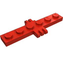 Hinge Plate 1 x 6 with 2 and 3 Fingers On Sides / Red