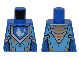 Lego Torso Nexo Knights Armor with Orange and Gold Circuitry and Blue Emblem with White Chicken Pattern