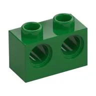 Technic Brick 1 x 2 [2 Pin Holes] / Green