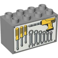 Duplo Brick 2 x 4 x 2 with Tools on Light Gray Background Print / Light Bluish Gray
