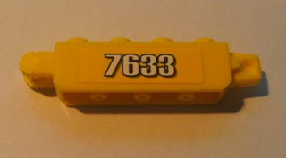 Lego Hinge Brick 1 x 4 Locking with '7633' Pattern on Both Sides (Stickers) - Set 7633