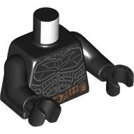 Lego Torso, Dark Bluish Grey Armor, Bat Lines, Copper Utility Belt print, Black Arms and Hands / Black