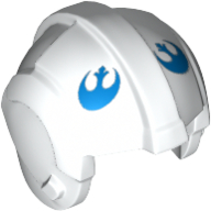 Lego Helmet Rebel Pilot, Center Ridge with Blue Rebel Symbol Print / White