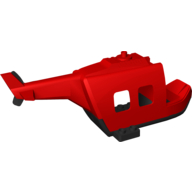 Lego Duplo Helicopter Body with Black Base, Black Tail Rotor and Black 'FIRE' Print / Red