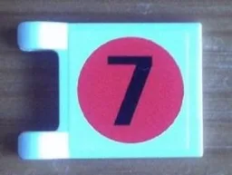 Flag 2 x 2 Square with Flat Edge with Number 7 in Japan Flag Pattern on Both Sides (Stickers) - Set 8679