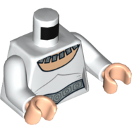 Lego Torso Ceremonial Dress with Necklace Print (Leia), White Arms, Light Nougat Hands / White