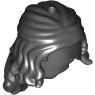 Lego Hair Long Wavy, Partially Tied Back [2 Holes] / Black