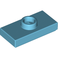 Lego Plate Special 1 x 2 with 1 Stud with Groove and Inside Stud Holder (Jumper) / Medium Azure