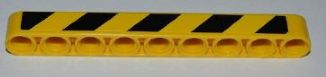 Lego Technic, Liftarm Thick 1 x 9 with Black and Yellow Danger Stripes Pattern (Sticker) - Set 8186