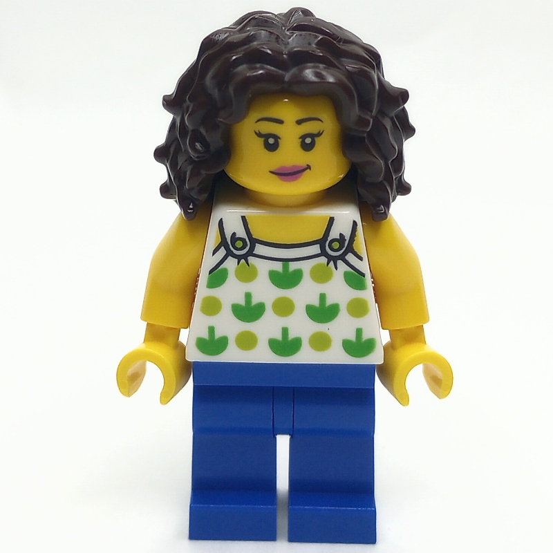 Lego White Torso, Apples, Blue Legs, Dark Brown Hair