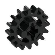 Technic Gear 16 Tooth Reinforced [New Style] / Black