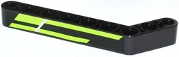 Technic, Liftarm, Modified Bent Thick 1 x 9 (7 - 3) with Lime Stripes Pattern (Sticker)