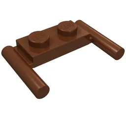 Plate Special 1 x 2 with Handles [Flat Ends / Low Attachment] / Reddish Brown