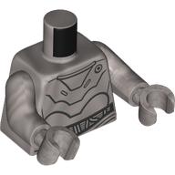 Lego Torso, Silver Droid Plating print, Flat Silver Arms and Hands / Flat Silver