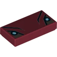 Tile 1 x 2 with Iron Man Armor Print / Dark Red