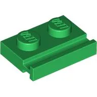 Plate Special 1 x 2 with Door Rail / Green