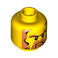 Lego Minifig Head Aquaraider / King / Dwarf / Warrior, Light Brown Beard with Sideburns and Eyebrows Print [Blocked Open Stud] / Yellow