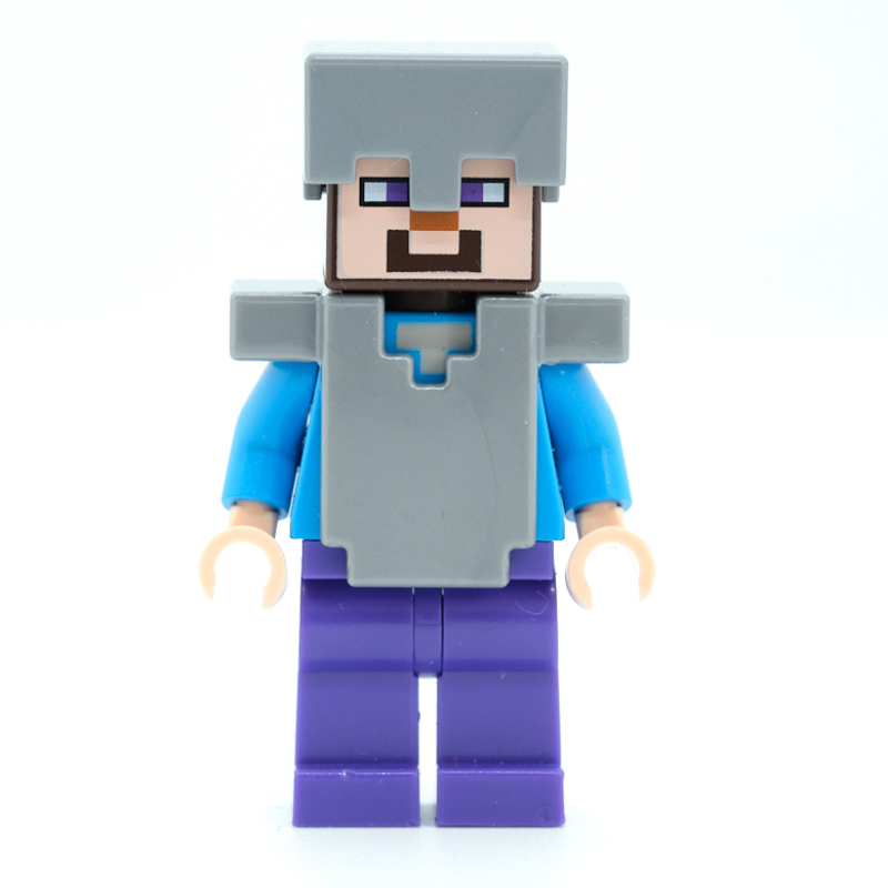 Lego Steve in Flat Silver Helmet and Armor