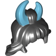 Lego Hair Mid-length, Medium Azure Horns Print / Black
