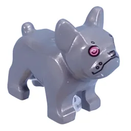 Animal, Dog, French Bulldog, Grumpy Face with Robot Plating, Pink Eyes Print / Flat Silver