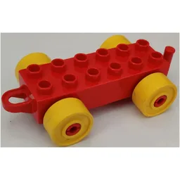 Duplo Car Base 2 x 6 with Yellow Wheels, (Old Style) Closed Hitch End / Red