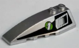 Wedge 6 x 2 Left with Air Vent and '1' in Lime Circle Pattern (Sticker) - Set 8647 / Metallic Silver