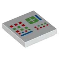 Tile 2 x 2 with Control Panel Buttons, Green Plus Sign Print / White