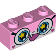 Lego Brick 1 x 3 with Unikitty, Open Mouth, Stars in Eyes Print / Bright Pink
