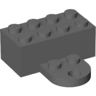 Brick Magnet 2 x 4 with Round Plate 2 x 2 / Dark Bluish Gray