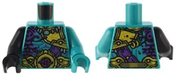 Torso Armor with Gold and Yellow Plates, Round Belt with Emblem, Dark Purple Ink Pattern / Dark Turquoise Arm Left / Black Arm Right / Dark Turquoise Hand Left / Black Hand Right