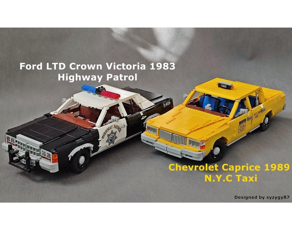 Lego Public Service Vehicles Pack: Crown Victoria Highway Patrol + NYC Taxi