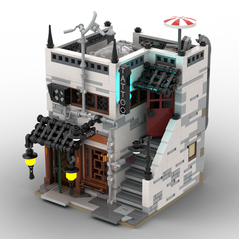 Lego Modular 16x16 Tattoo Parlour / Traditional Chinese Medicine Shop