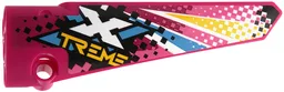 Technic, Panel Fairing # 6 Long Smooth, Side B with Dark Azure, White and Yellow 'XTREME' and Checkered Background Pattern (Sticker) - Set 42124