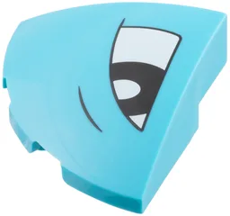 Slope, Curved 3 x 3 Corner Round with White Triangle Eye, Black Eyebrow and Pupil Pattern Model Left Side