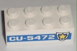 Brick 2 x 4 with 'CU-5472' and Badge Pattern on Both Sides (Stickers) - Set 8196