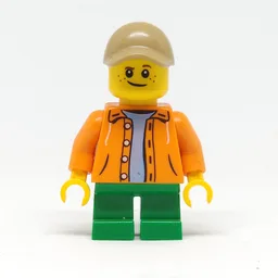 Kid, Orange Torso, Green Legs, Dark Tan Cap