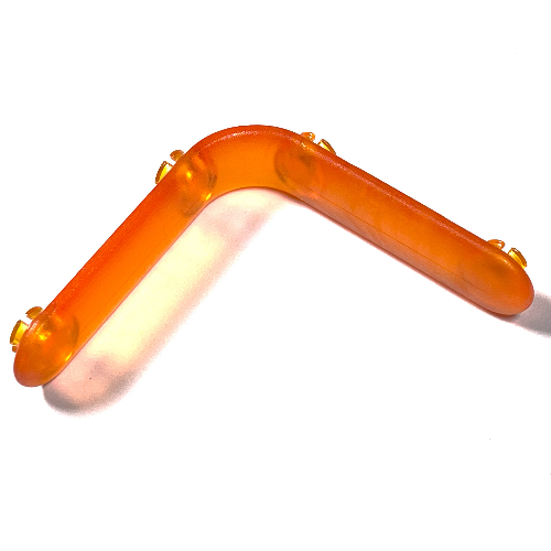 Lego Clikits Connector, L-Bent 6 x 6 with 4 Pins / Trans-Orange