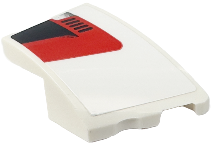 Lego Wedge 3 x 2 Right No Studs with Black Corner and Air Vent on Red Background Pattern (Sticker) - Set 76916
