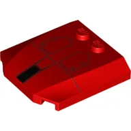 Brick Wedged, Curved Triple 4 x 4 x 2/3, 2 Studs with Black Square, Grey Lines Print / Red