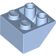 Lego Brick Sloped Inverted 45° 2 x 2 [Ovoid Bottom Pin, Bar-sized Stud Holes] / Bright Light Blue
